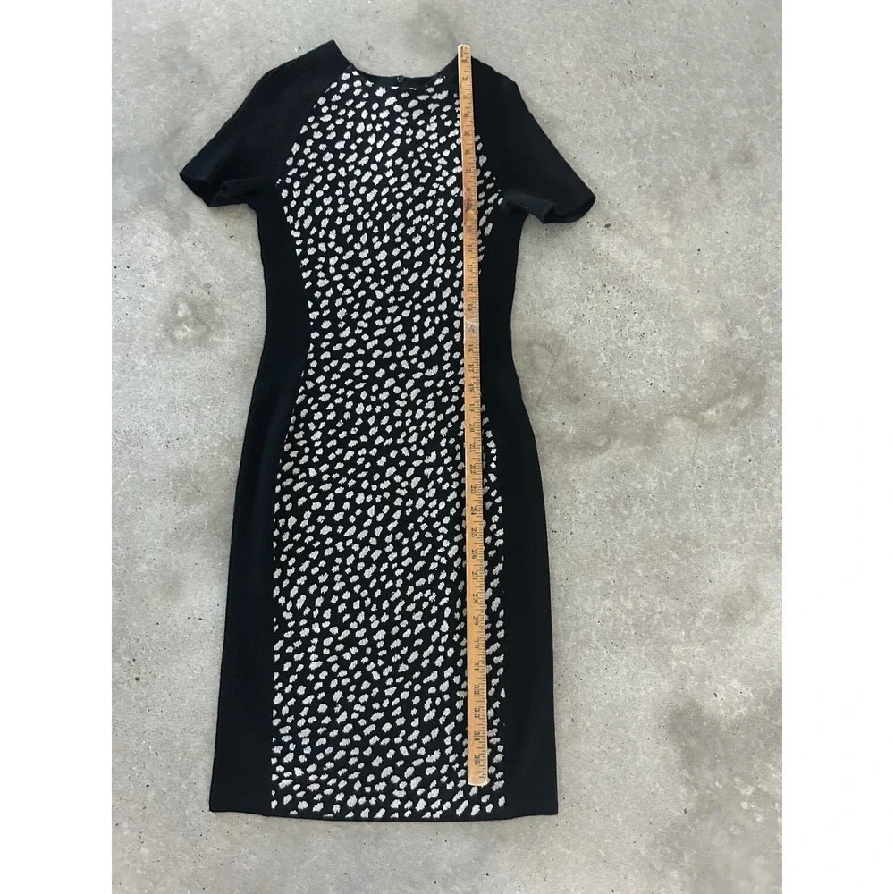Tory Burch Gemma Sweater Dress Merino Wool Black Dotted Pony XS